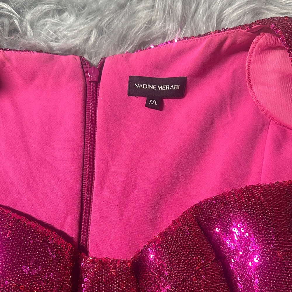 NADINE MERABI Vibrant Pink Sequin Dress xxl - Picture 2 of 7